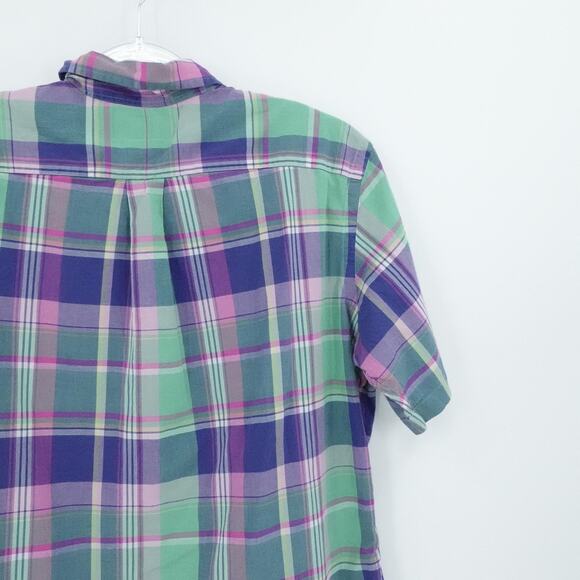 Ralph Lauren Shirt Mens Large Multicolor Plaid Classic Fit Short Sleeve Preppy - Picture 9 of 16